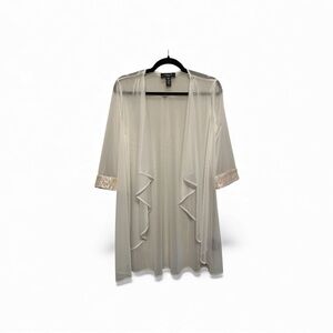 R&M Richards Sheer White Robe with Lace Cuffs 10P